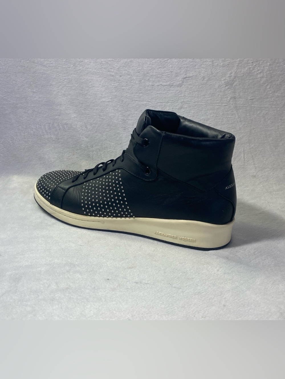 Alexander McQueen Men’s Oversized Rare Leather Studded High Top Sneakers 42
